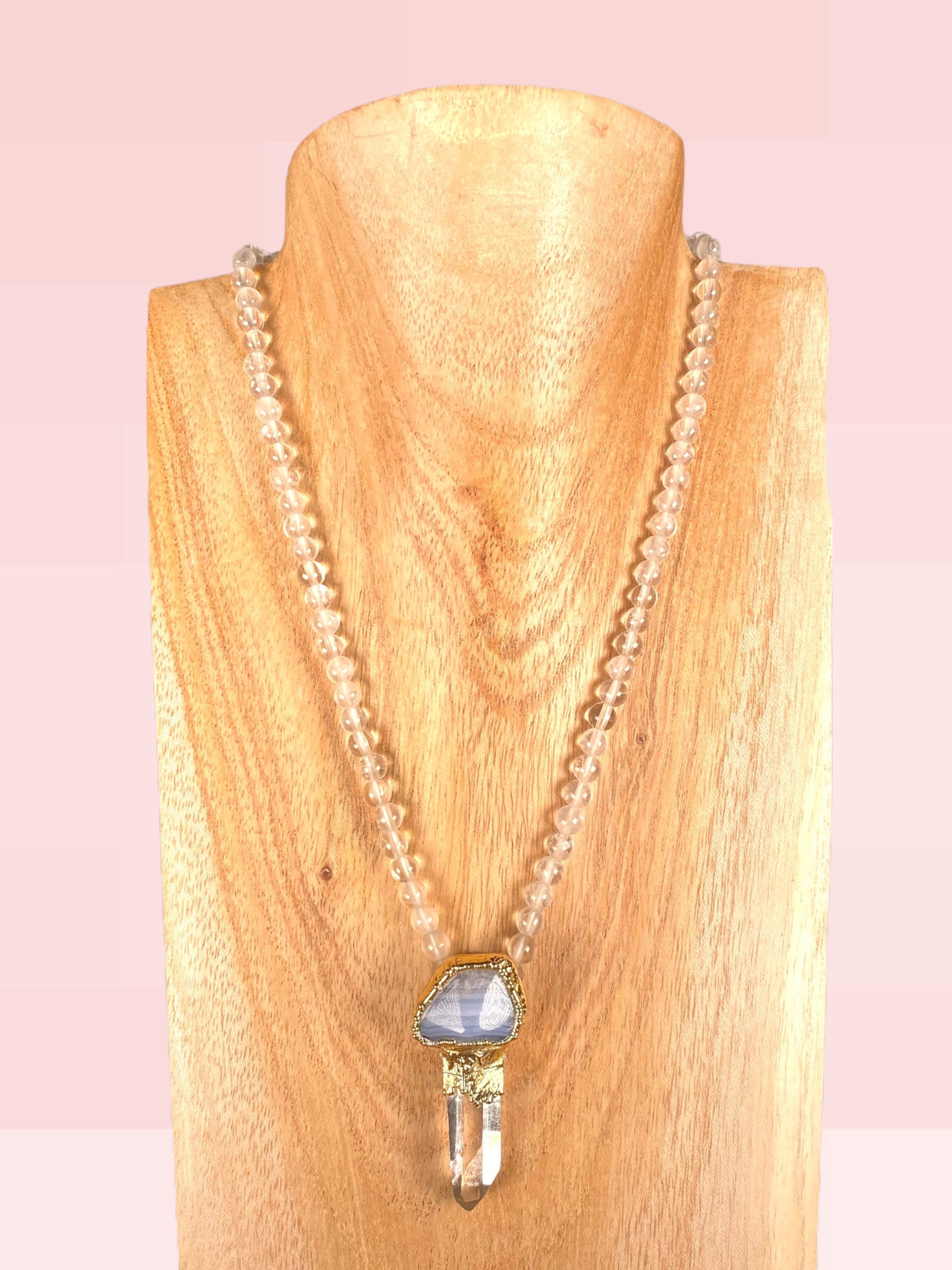 Collar Chill Pill: Ágata de lazo azul, Cuarzo Lemuriano & Cuarzo