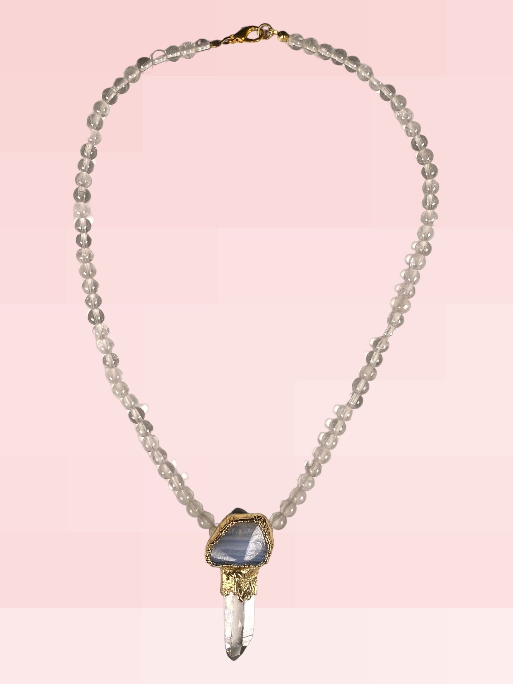 Collar Chill Pill: Ágata de lazo azul, Cuarzo Lemuriano & Cuarzo