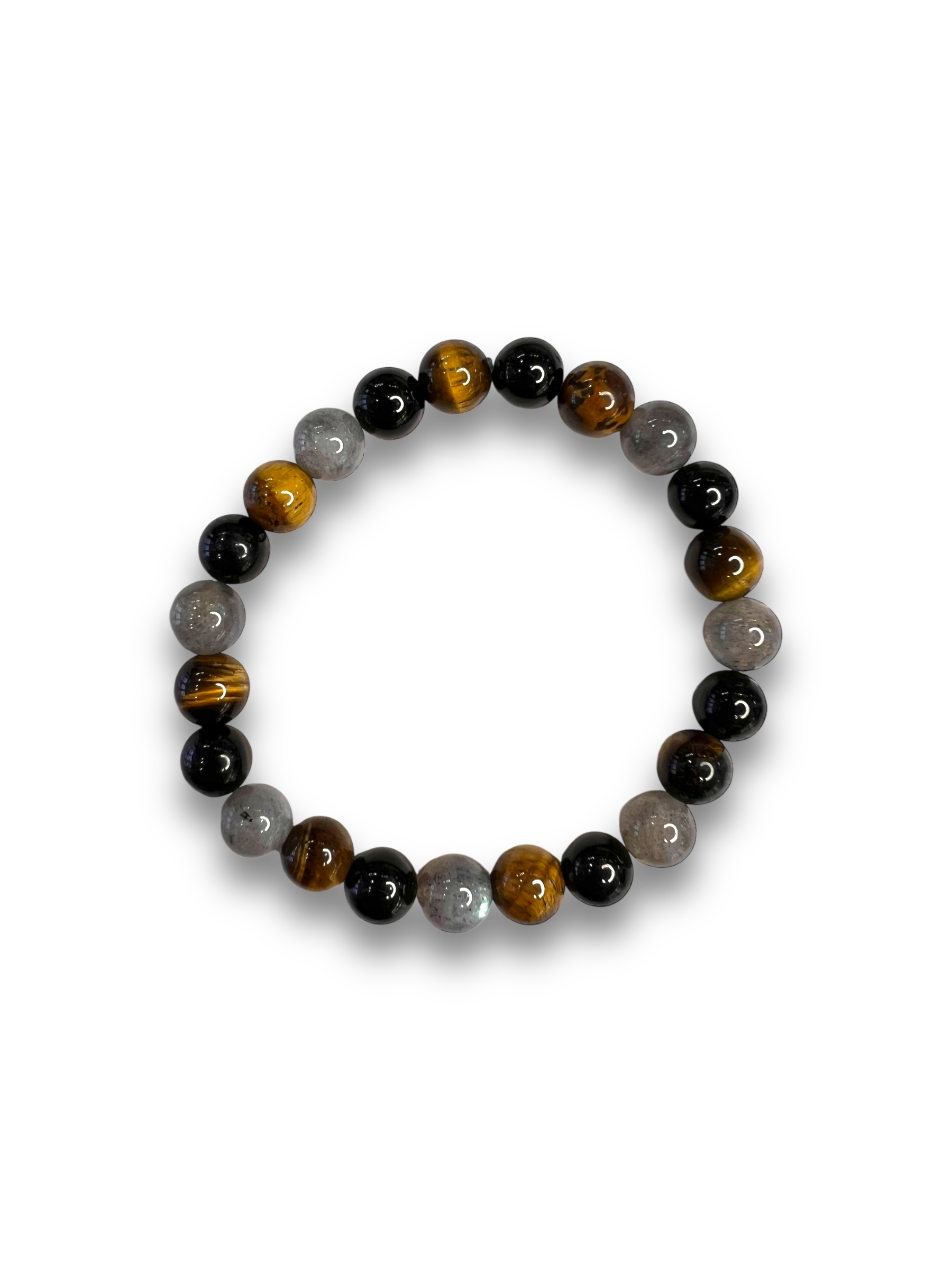 Labradorita, Ojo de Tigre, Obsidiana Pulsera 8mm